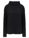 Rick Owens Oversized Ribbed Knit Sweater With Flared Hem In Black