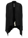 Rick Owens Draped Hem Long Sleeve Ribbed Cardigan In Black