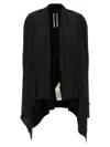 Rick Owens Draped Hem Long Sleeve Ribbed Cardigan In Black