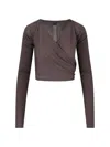 Rick Owens Crewneck Wrap Knitwear Long Sleeves Cropped In Brown