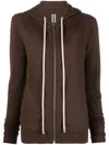 Rick Owens Zip-up Cashmere Hoodie In Brown