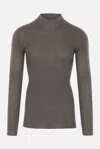 Rick Owens Ribbed High-neck Sweater In Gray