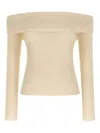 Rick Owens Long Sleeve Off Shoulder Knit Sweater In Neutral