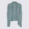 Rick Owens Draped Ribbed Crewneck Knitwear With Long Sleeves In Green