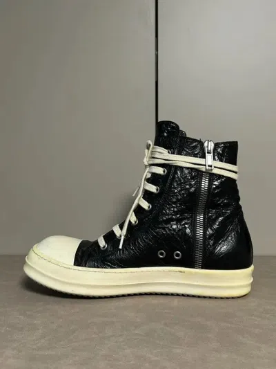 Pre-owned Rick Owens Sz 42.5  Mainline Leather Hi-top-2507 Shoes In Black