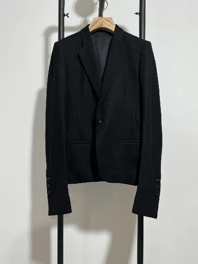 Pre-owned Rick Owens Sz 46  Wool Blazer Jacket In Black