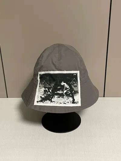 Pre-owned Rick Owens Sz S  Drkshdw Printing Bucket Hat In Brown