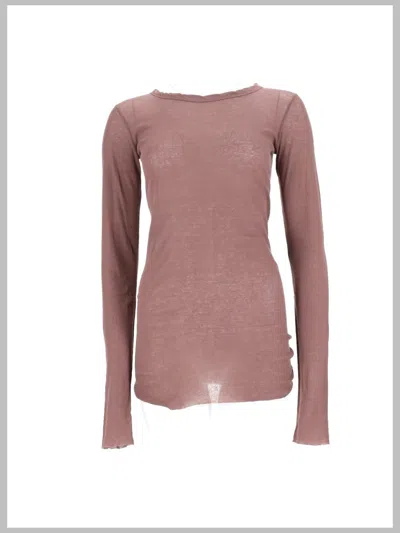 Rick Owens Long-sleeved Sheer Texture Cotton Top In Neutral