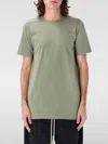 Rick Owens Celadon Cotton T-shirt With Elongated Hem In Beige