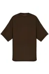 Rick Owens Crewneck Oversized T-shirt Raw Hems In Grigio