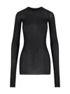 Rick Owens Ribbed Long-sleeve Top With Signature Back Stitching In Black