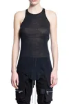 Rick Owens Womens  Basic Raw-hem Sheer Ribbed Jersey Tank Top
