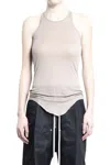 Rick Owens Ribbed Tank Top With Olympic Neckline In Brown