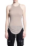 Rick Owens Ribbed Tank Top With Olympic Neckline In Brown