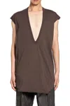 Rick Owens Concordians Dylan Deep V-neck T-shirt In Brown