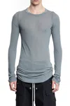 Rick Owens Ribbed Forever Long-sleeve Top In Gray