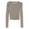 Rick Owens Raw-edge Long-sleeve Top In Gray