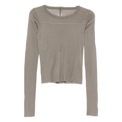 Rick Owens Raw-edge Long-sleeve Top In Gray
