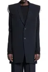 Rick Owens Tailored Sl Sleeveless Jacket With Back Belt In Black