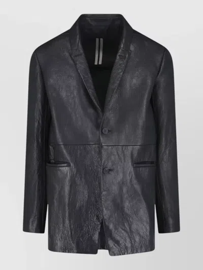 Rick Owens Tailored Blazer Button Cuffs Notch Lapel Pockets In Black