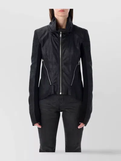 RICK OWENS TAILORED LEATHER BIKER JACKET ZIPPER