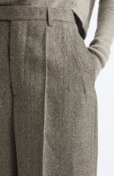 Rick Owens Tailored Wide Leg Wool Pants In Black Melange