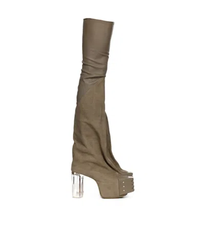 Rick Owens Tall, Thick-soled Boots In Brown