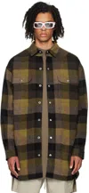 Rick Owens Man Shirt Mustard Size 38 Virgin Wool In 62p Honey Plaid