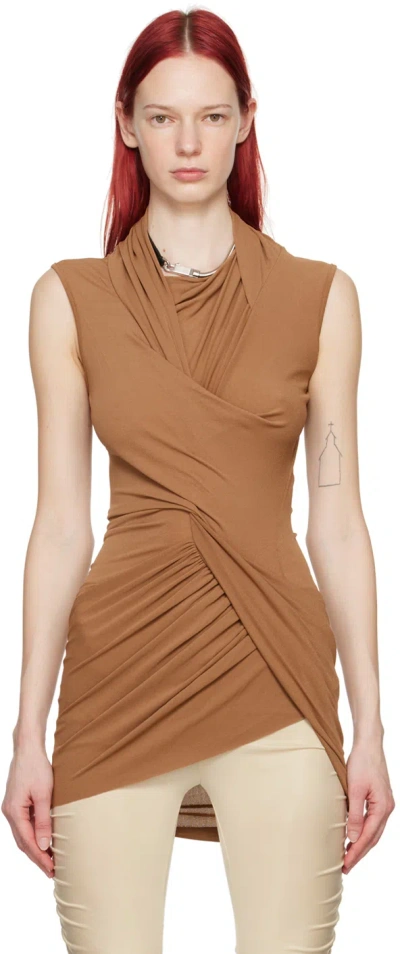 Rick Owens Tan Magnetic Tank Top In 124 Nude