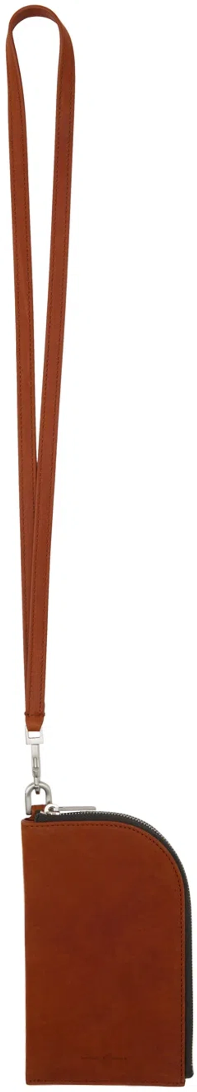Rick Owens Tan Neck Wallet In 53 Clay