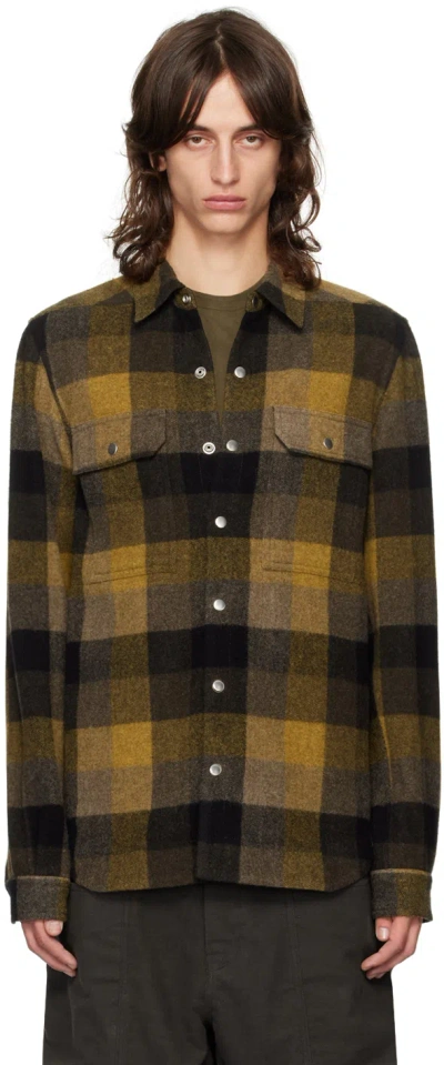 Rick Owens Tan Porterville Check Shirt In Honey Plaid