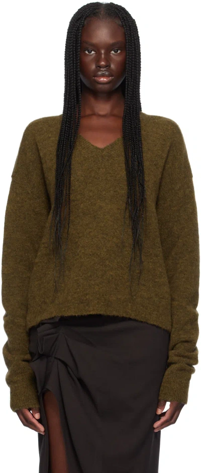 Rick Owens Tommy V-neck Jumper In Brown