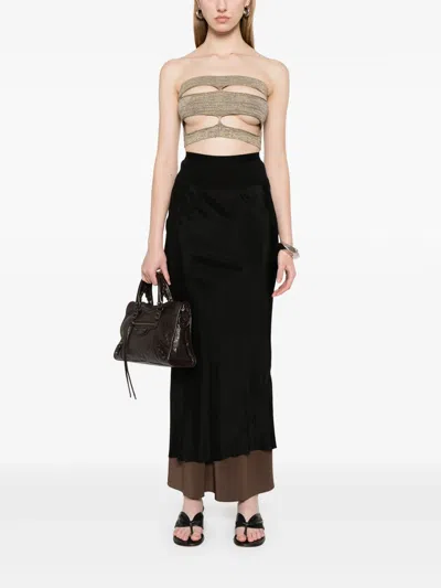 Rick Owens Tanja Bandeau Shredded Gold Knit In Black