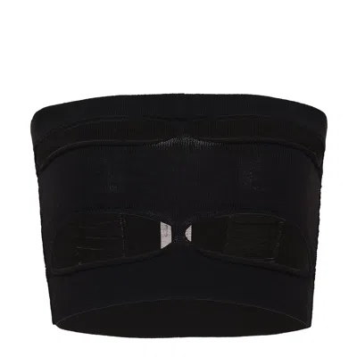 Rick Owens Tanja Bandeau Shredded Merino Knit In Black
