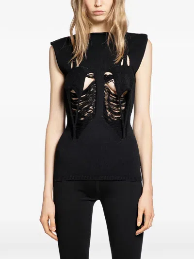 Rick Owens Tanja Distressed Top In Black