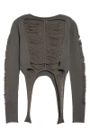 Rick Owens Tanja Distressed Virgin Wool Sweater In Dust