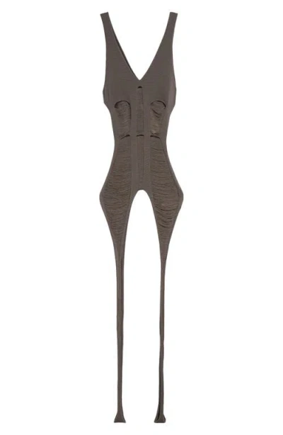 Rick Owens Tanja Maglia Distressed Cutout Tank Top In Dust