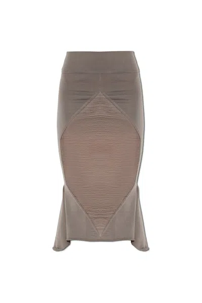 Rick Owens Elastic Waist Skirt In Grey