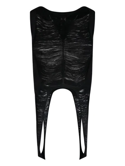 Rick Owens Virgin Wool Crop Top In Black