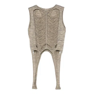 Rick Owens Tanja T Shredded Gold Knit In Neutral