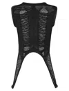 Rick Owens Sheer Panel Sleeveless Stretch Fabric Top In Black