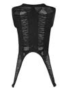 Rick Owens Sheer Panel Sleeveless Stretch Fabric Top In Black