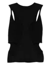 Rick Owens Sleeveless Top With Cut-out And Ribbed Edges In Black