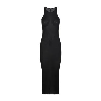 Rick Owens Tank Black Viscose Midi Dress