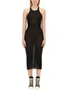 Rick Owens Ribbed Midi Tank Dress In Black
