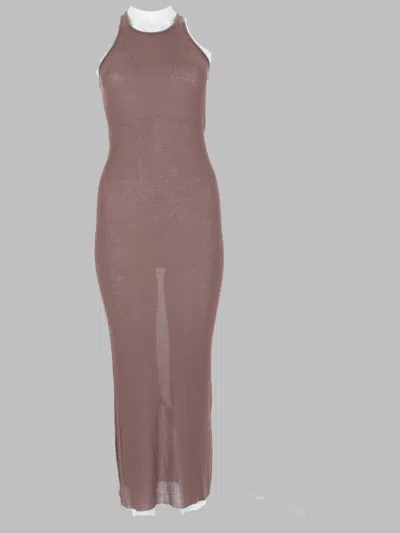 Rick Owens Tank Gown In Viscose-silk Blend In Pink