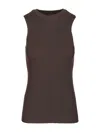 Rick Owens Tank In Ribbed Wool Knit Knitwear Brown In Brown