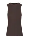 Rick Owens Tank In Ribbed Wool Knit Knitwear Brown In Brown
