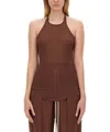 Rick Owens Ribbed Racerback Tank Top In Brown
