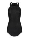 Rick Owens Basic Ribbed Cotton Jersey Tank Top In Black